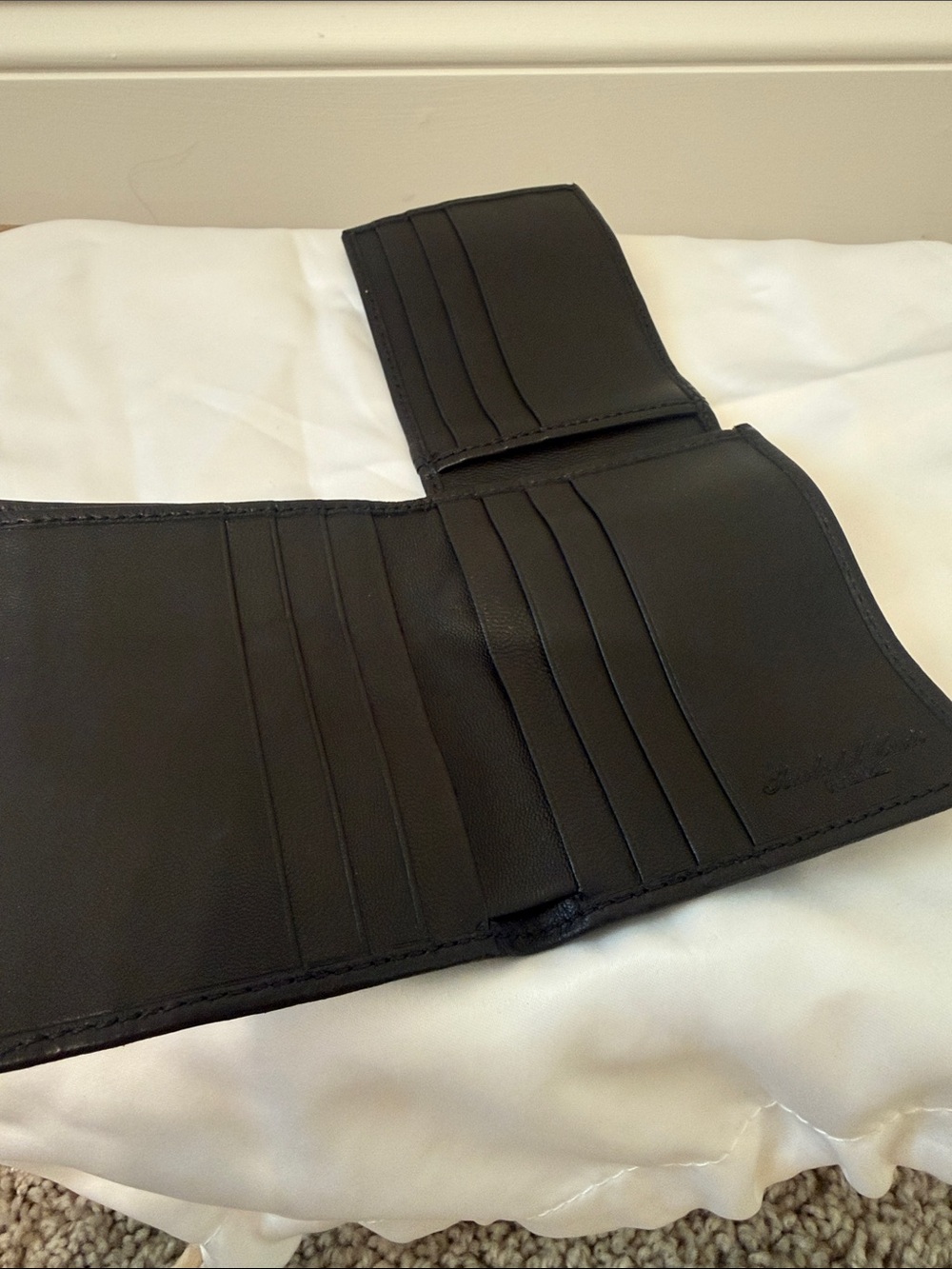 Black Leather Bifold Wallet with Multiple Card Slots